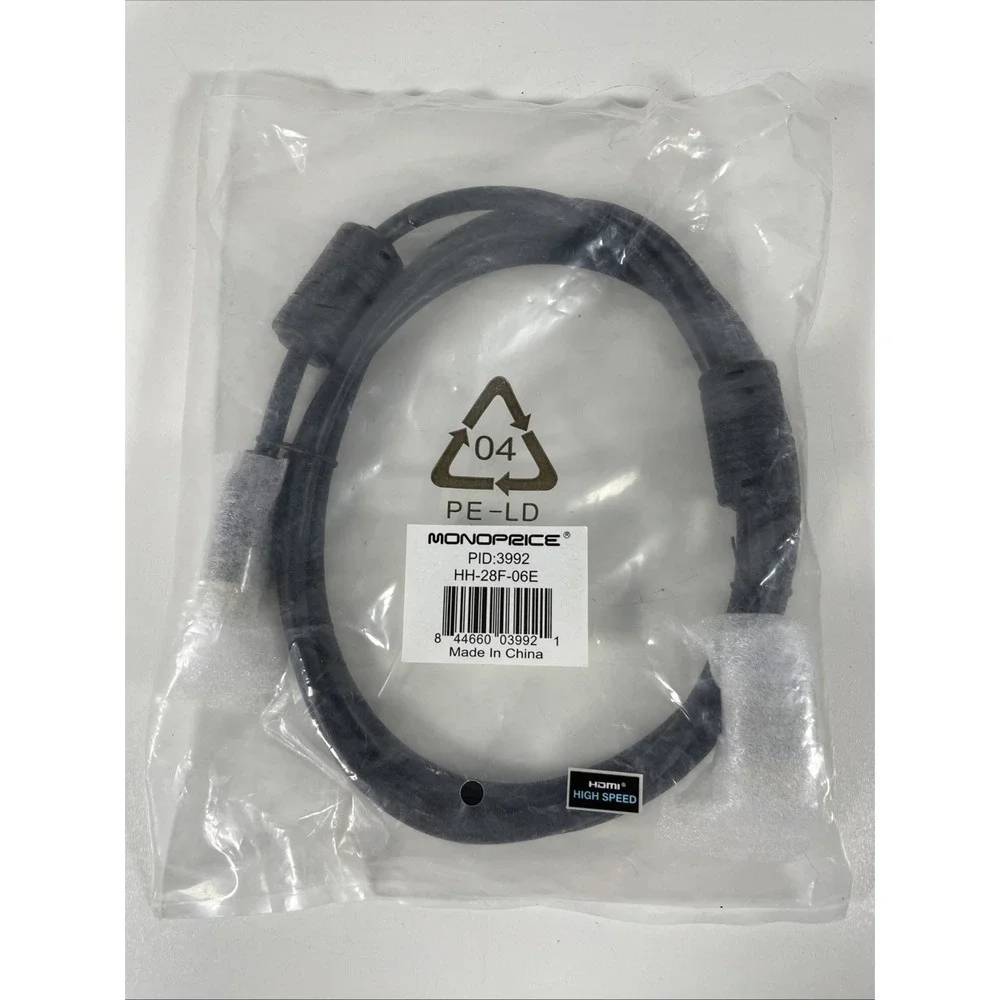 Monoprice 3992‎ 6' HDMI High Speed 4K@60Hz/18Gbps/28AWG Cable